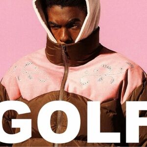 GOLF WANG TYLER THE CREATOR NWT pink & brown unisex El Paso Down Puffer Jacket.
